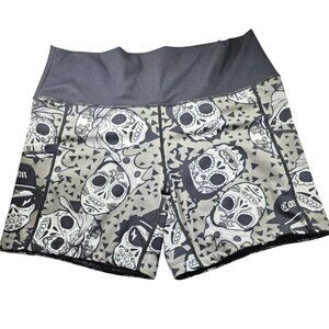 CVG shorts compton sugar skulls large exercise fitness yoga running pockets